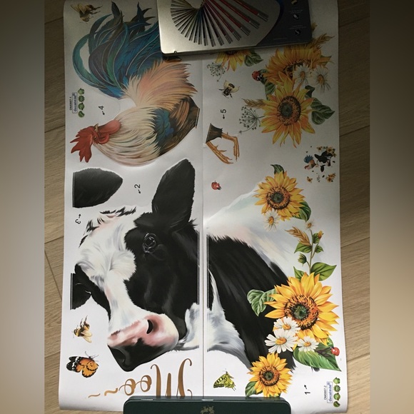 Cow and Rooster Wall Decal - Picture 1 of 1